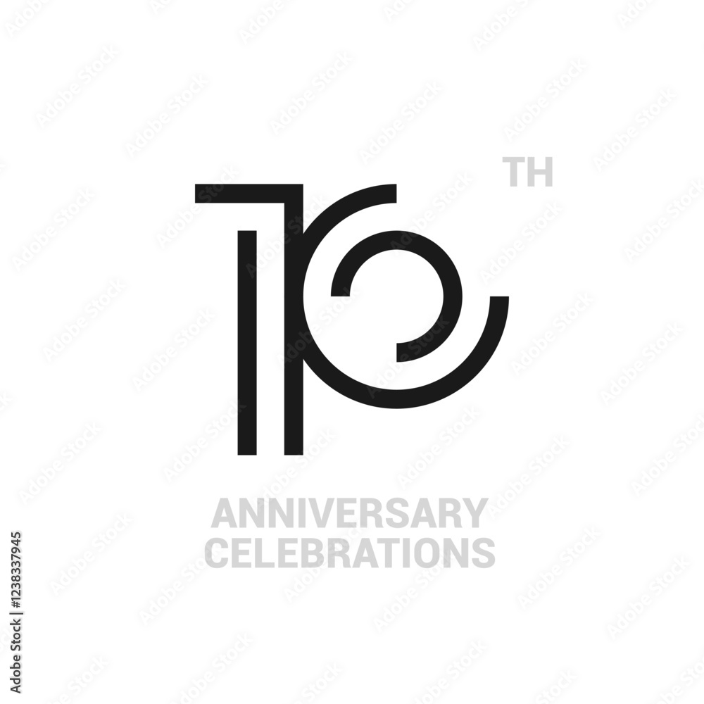 Fototapeta premium 10 years anniversary logo design on white background for celebration event. 10th celebration emblem.