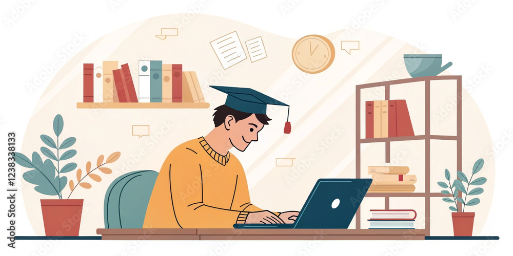 Fototapeta premium E-Learning Graduate Certificate Program Concept for Education