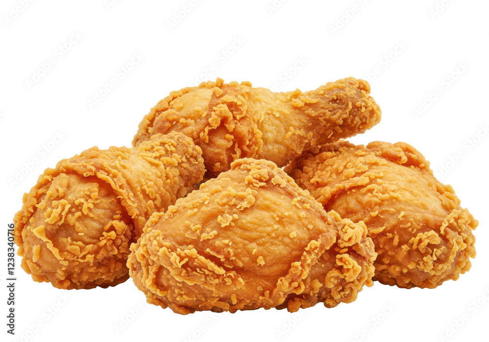 Fried chicken pieces isolated on white background Fried chicken pieces isolated on white background