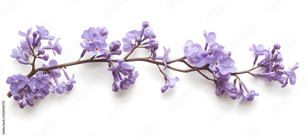 Beautiful Lilac Branch Delicate Purple Flowers Spring Blossom Floral Arrangement Botanical Nature Photography White Background Elegant Romantic Soft Beautiful Lilac Branch Delicate Purple Flowers Spring Blossom Floral Arrangement Botanical Nature Photography White Background Elegant Romantic Soft