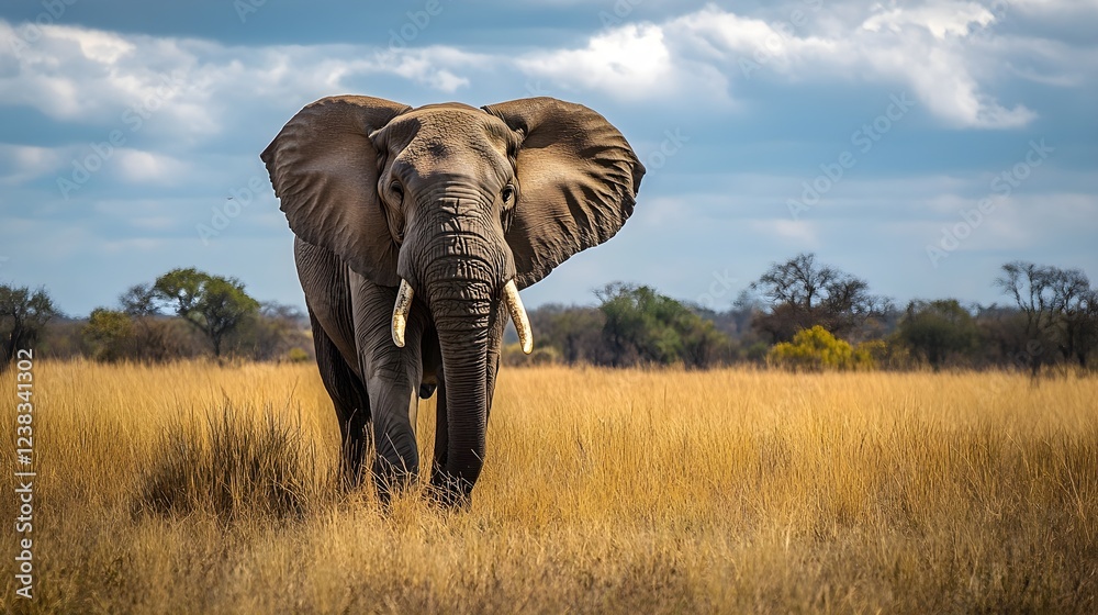Fototapeta premium Big Male African Elephant in Musth - isolated