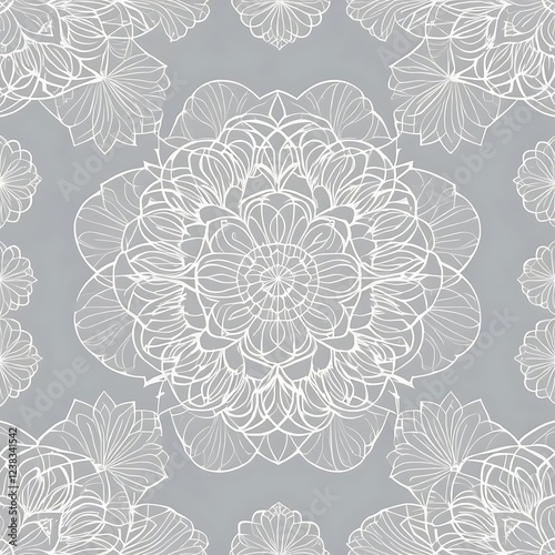 Abstract floral pattern, geometric shapes, sleek composition, balanced arrangement, contemporary art style