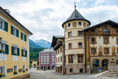 Downtown of Berchtesgaden, famous historic town in Nationalpark Berchtesgadener Land, Upper Bavaria, Germany photo