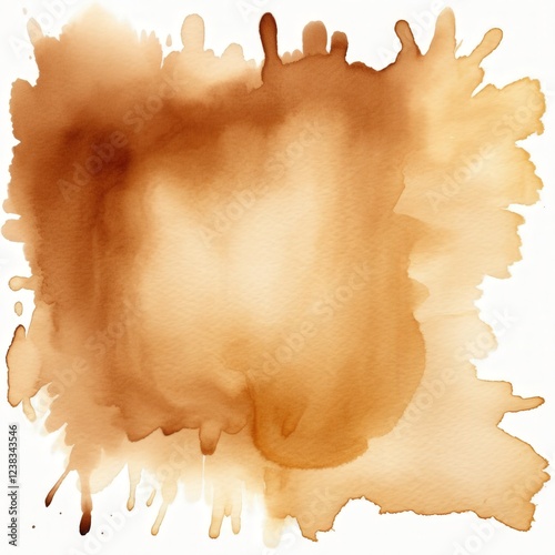 Abstract brown watercolor stain with soft edges and delicate textures perfect for backgrounds or artistic projects