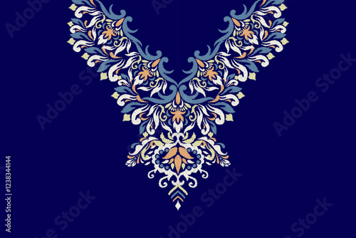 Neckline floral pattern vector illustration