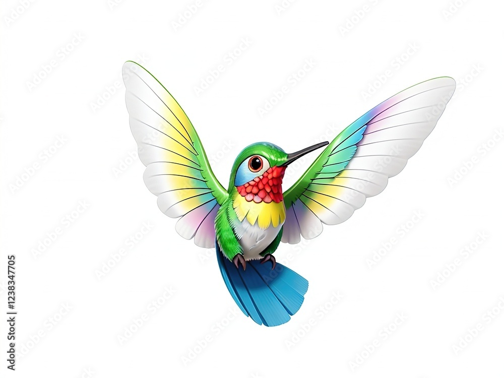 Fototapeta premium hummingbird on white background,vector illustration of a colorful bird
