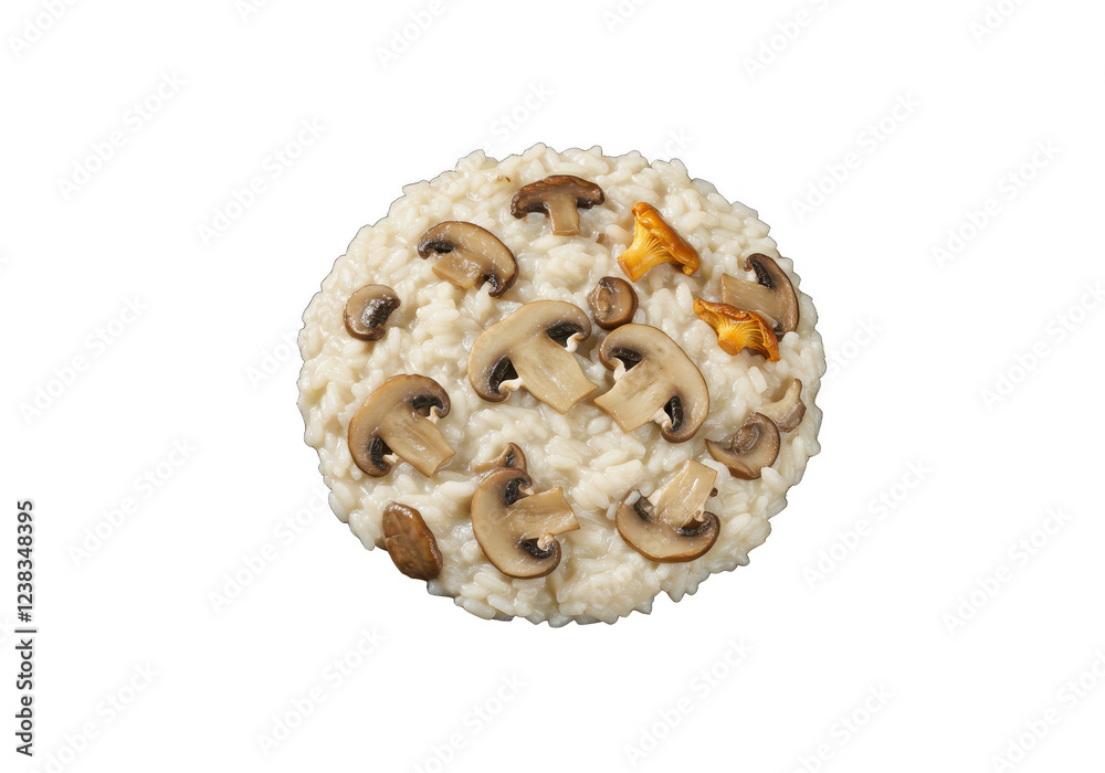 Risotto with mushrooms isolated on white background Risotto with mushrooms isolated on white background