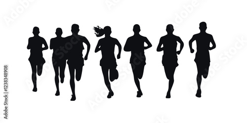 Athletes Running Together - Minimalist Vector Design