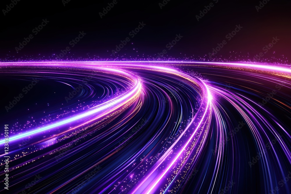 Fototapeta premium Abstract glowing light trails in vibrant colors.