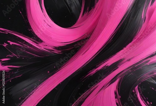 Swirling black and pink brush strokes background , creative, layered, painterly photo