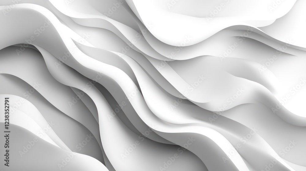 Fototapeta premium White fabric waves, flowing, abstract background, texture, design