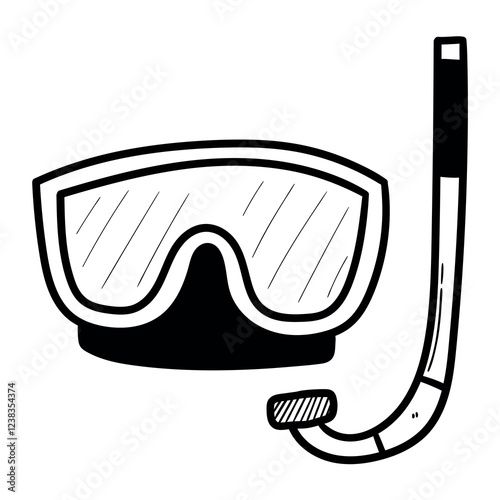 Hand drawn doodle diving mask on white background.