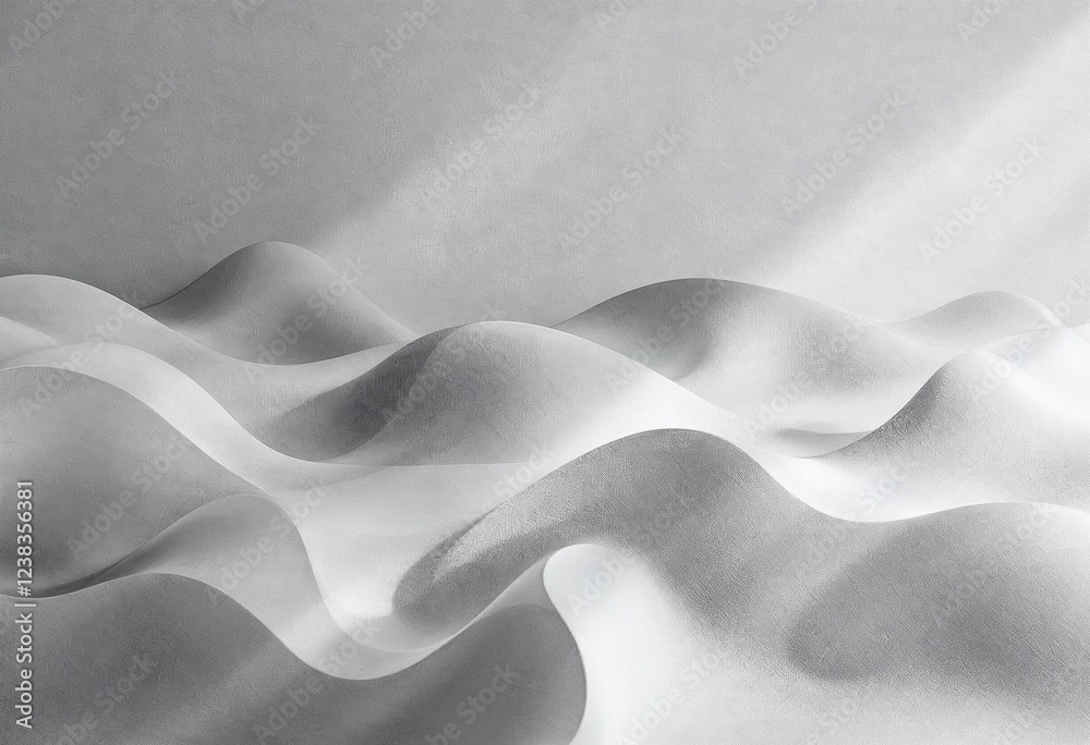 Obraz premium Surreal Landscape of Soft Dunes Created From Delicate White Waves. Generative AI