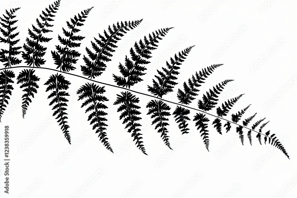 black line art illustration of cascading fern fronds, isolated on white black line art illustration of cascading fern fronds, isolated on white