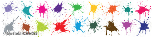 Colorful multi colored blots with splashes. Vector isolated spots silhouette set