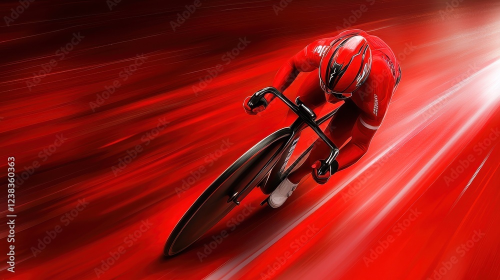 Naklejka premium A track cyclist leaning deeply into a sharp turn on a velodrome pushing the limits of speed and agility as they navigate the curved track at high velocity