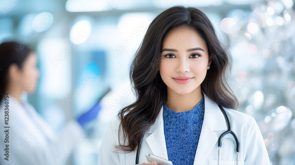 Professional female doctor using digital tablet in modern healthcare setting Professional female doctor using digital tablet in modern healthcare setting