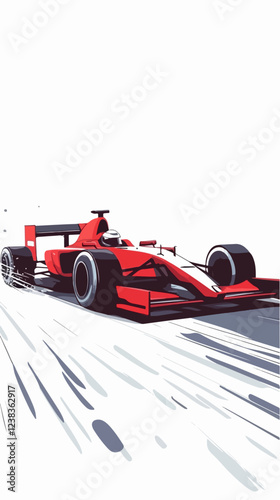 Racing car illustration. Formula one. Motorsport.	