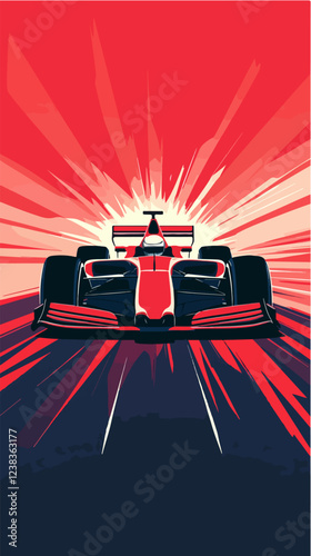 Racing car illustration. Formula one. Motorsport.	