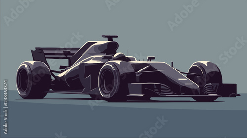 Racing car illustration. Formula one. Motorsport.	