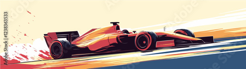 Racing car illustration. Formula one. Motorsport.	