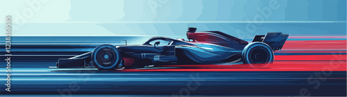Racing car illustration. Formula one. Motorsport.	