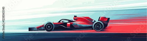 Racing car illustration. Formula one. Motorsport.	