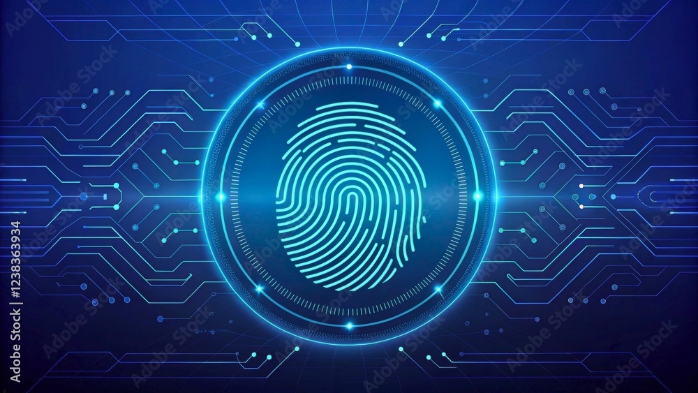 Digital Fingerprint Illustration with Circuit Background for Technology and Security Concepts Digital Fingerprint Illustration with Circuit Background for Technology and Security Concepts