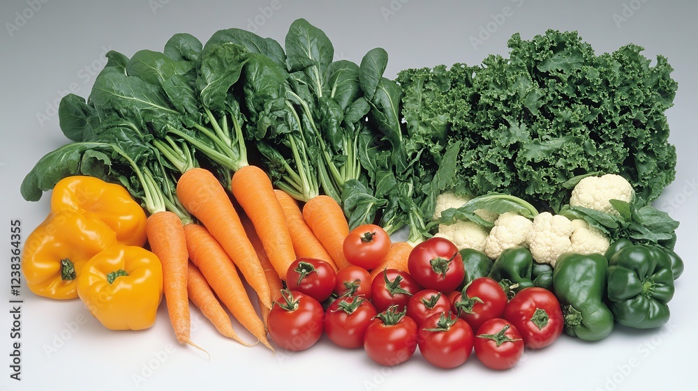 Colorful vegetables arranged on a table, showcasing vibrant freshness and natural textures, perfect for healthy food themes.
Colorful vegetables arranged on a table, showcasing vibrant freshness and natural textures, perfect for healthy food themes.