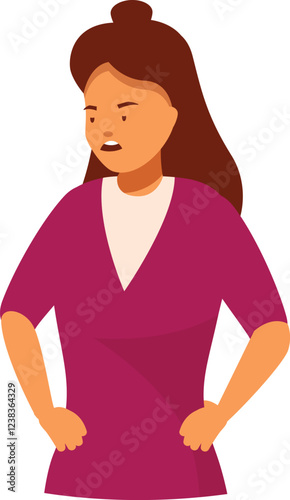 Businesswoman arguing with hands on hips, expressing disapproval and disagreement