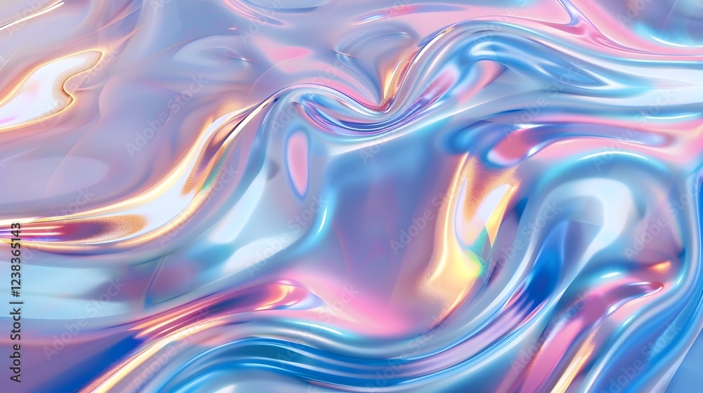 A blue and pink wave of fabric with a shiny, metallic sheen A blue and pink wave of fabric with a shiny, metallic sheen