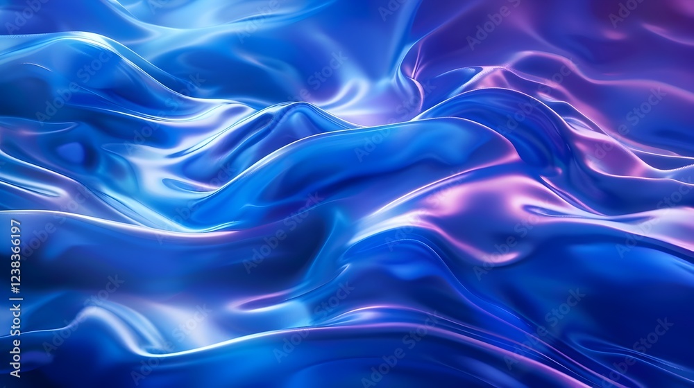 A blue and purple wave with a shiny, reflective surface A blue and purple wave with a shiny, reflective surface