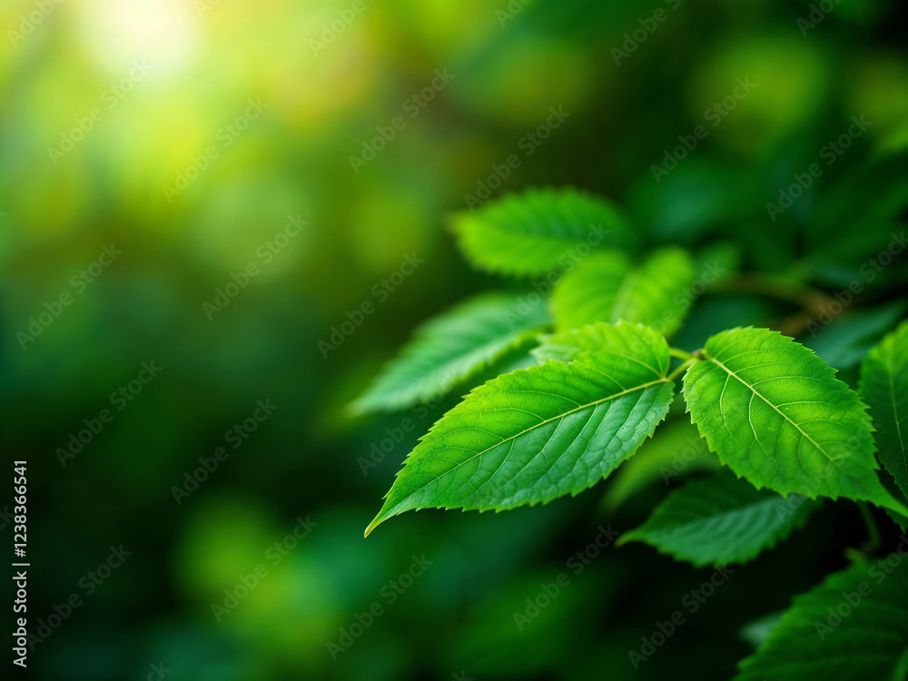 Green leaves glow in sunlight amidst lush foliage a serene natural scene Green leaves glow in sunlight amidst lush foliage a serene natural scene