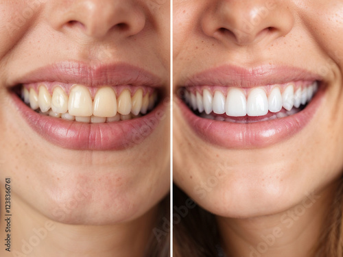 Teeth whitening shows before and after results for dental care improvement