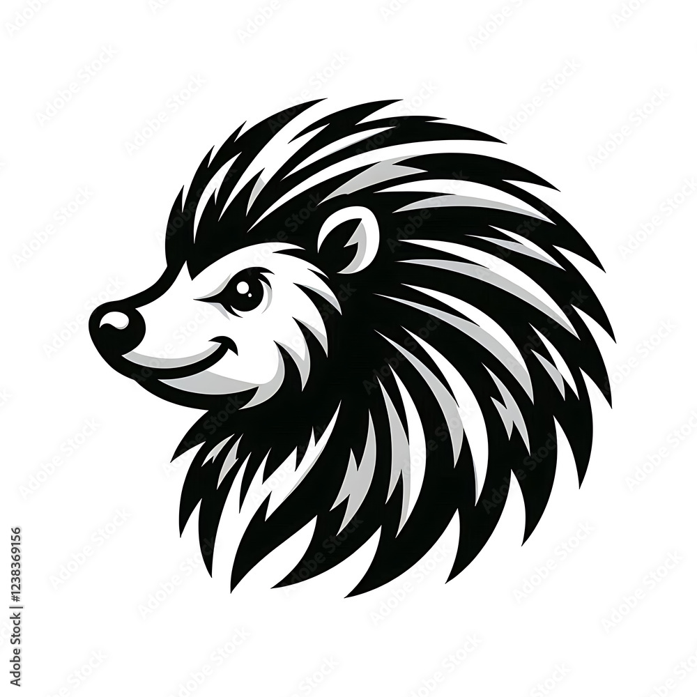 Fototapeta premium porcupine head mascot black logo design isolated on white background