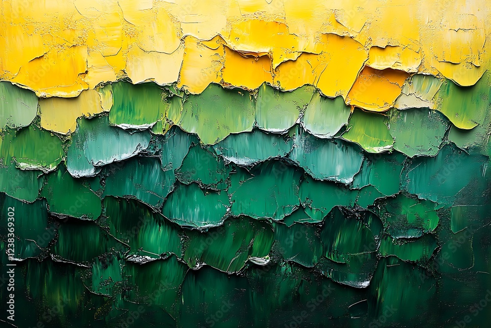 Obraz premium Abstract Oil Painting with Vibrant Green and Yellow Hues