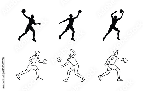 Wallpaper Mural Six black silhouette illustrations of soccer players in various dynamic actions while playing soccer. Torontodigital.ca