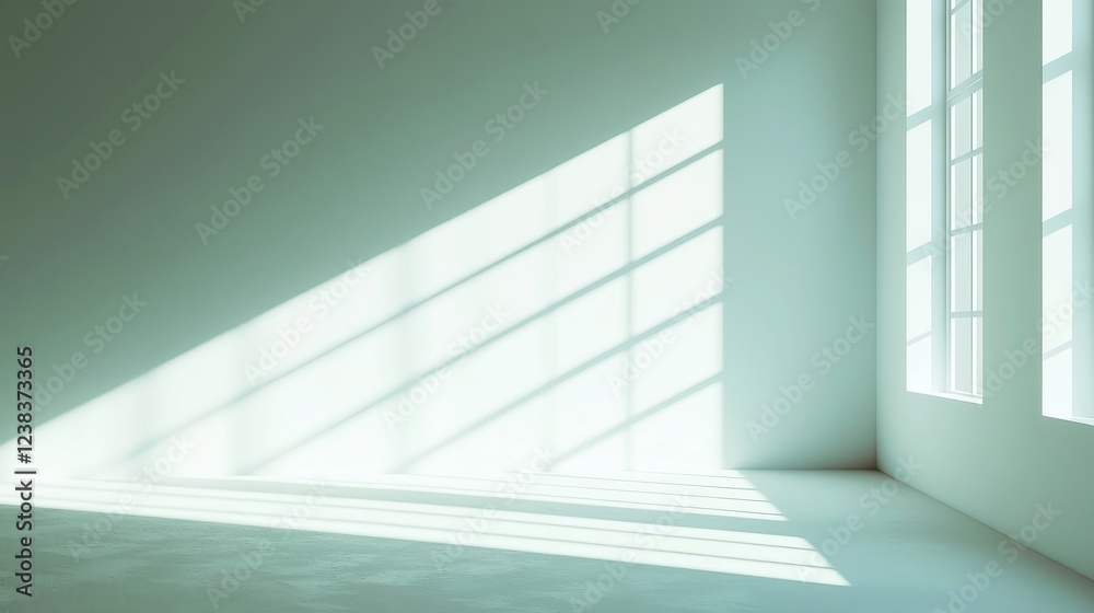 Fototapeta premium Serene Grey Harmony, a tranquil blend of soft light and muted shadows, minimalist design, open space, inviting calm and simplicity in every detail