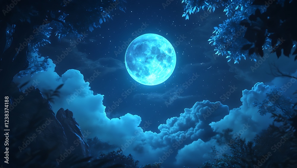 Fototapeta premium Enchanting Night Sky Above a Cityscape