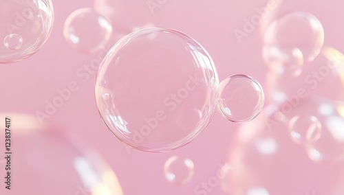 Delicate Pink Bubbles Floating Against a Soft Background