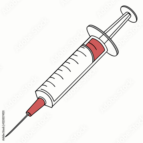 syringe with blood isolated on white