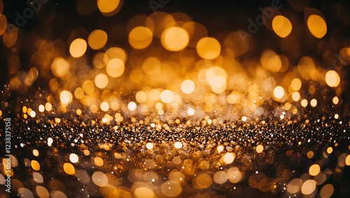 Sparkling Gold and Blue Bokeh Background for Celebration