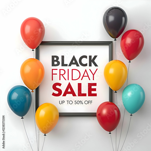 Black friday sale balloons festive colorful promotion discount offer party image deals retail design
