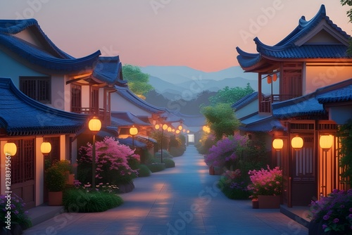 chinese temple at night photo