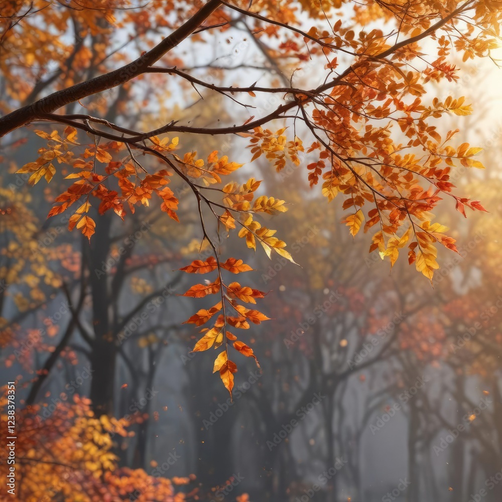 thin twig suspended in the air amidst autumn leaves, outdoor, warm tones, sky thin twig suspended in the air amidst autumn leaves, outdoor, warm tones, sky