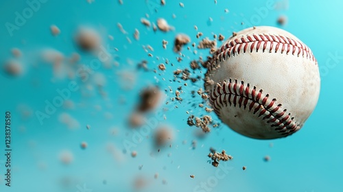 A dynamic image capturing a baseball pitcher in mid throw the baseball s seam spinning rapidly as it leaves the pitcher s hand showcasing the athlete s power skill photo