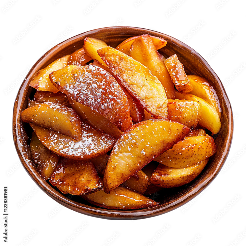 Sautéed Slices Dusted with Powdered Sugar - Ideal for Food Blogs and Recipe Websites Sautéed Slices Dusted with Powdered Sugar - Ideal for Food Blogs and Recipe Websites