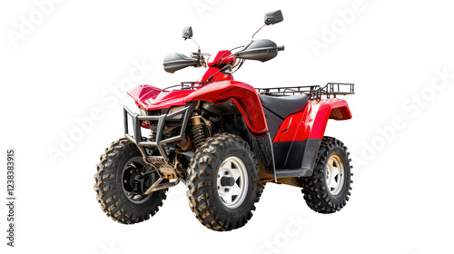 Red atv quad bike isolated on transparent background