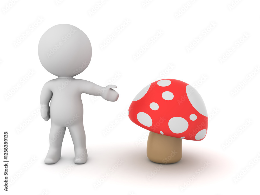 Fotografie 3D Character showing red mushroom
