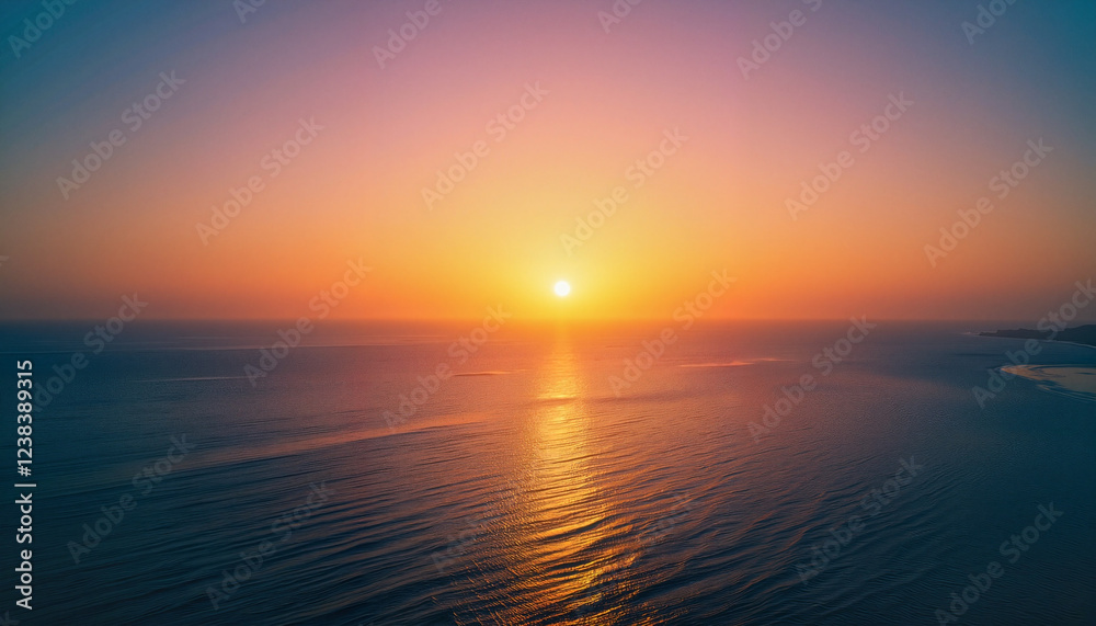 Obraz premium Serene sunset over tranquil ocean, calming nature vibe